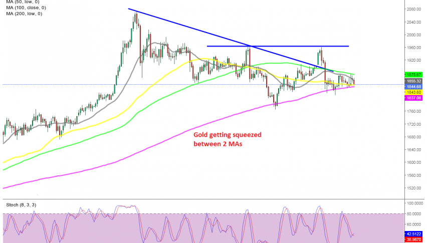 The triangle between the 100 and 200 SMAs is getting narrower
