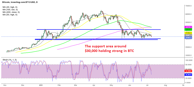 The 20 SMA is pushing Bitcoin down on the daily chart