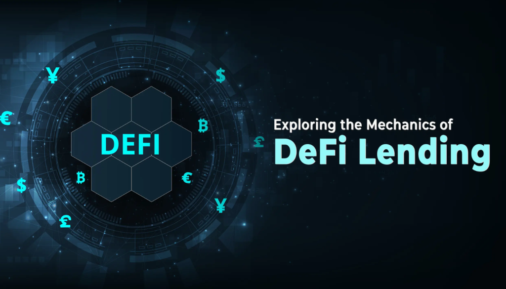 DeFi lending blockchain illustration