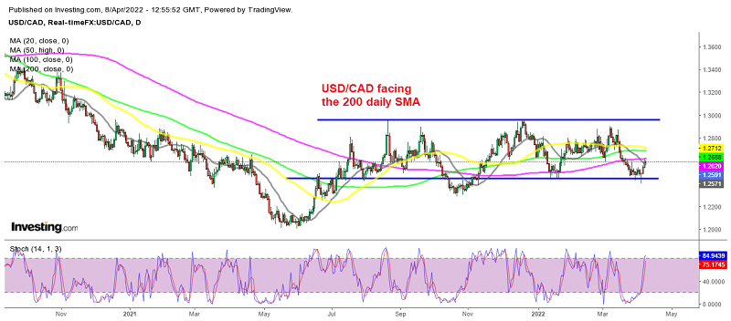 USD/CAD is heading for the top of the range after failing at the bottom
