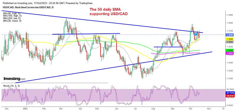 USD/CAD bounces off 50-day SMA