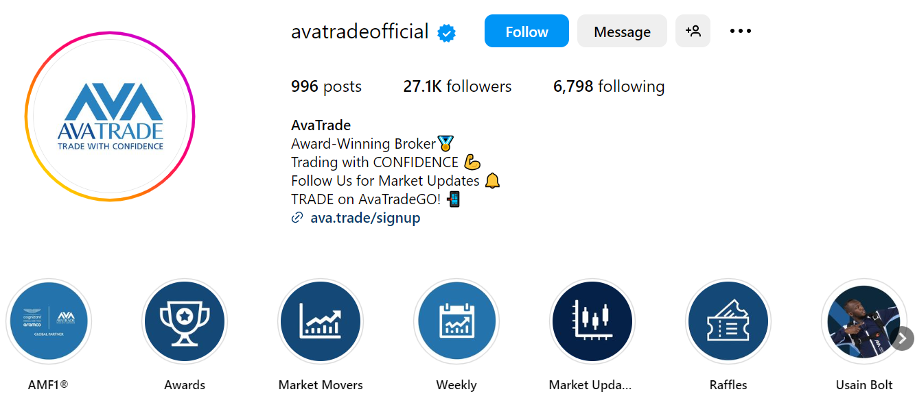 AvaTrade - Forex Brokers to follow on Instagram