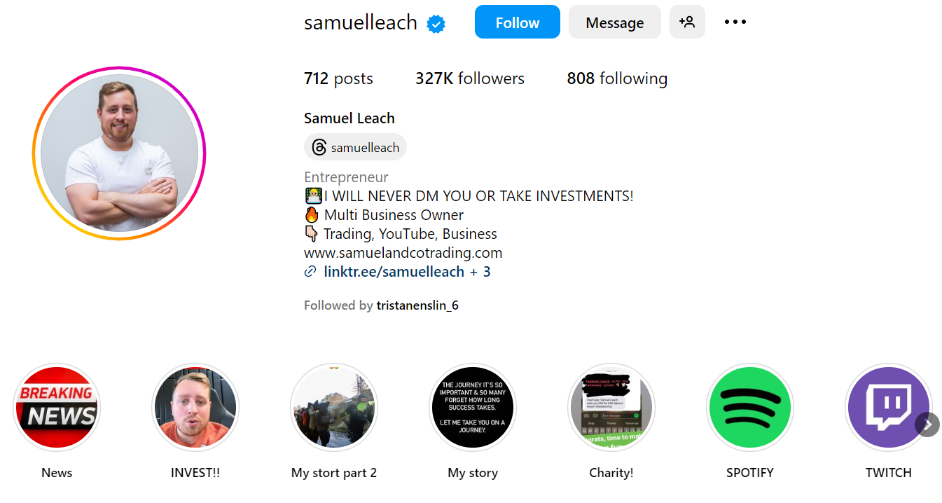 Samuel Leach - Social Media