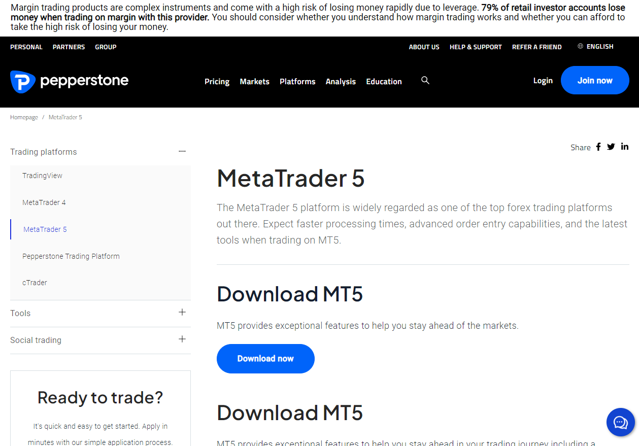 Pepperstone MetaTrader 5