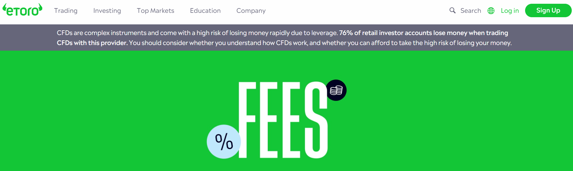 eToro Spreads and Fees 