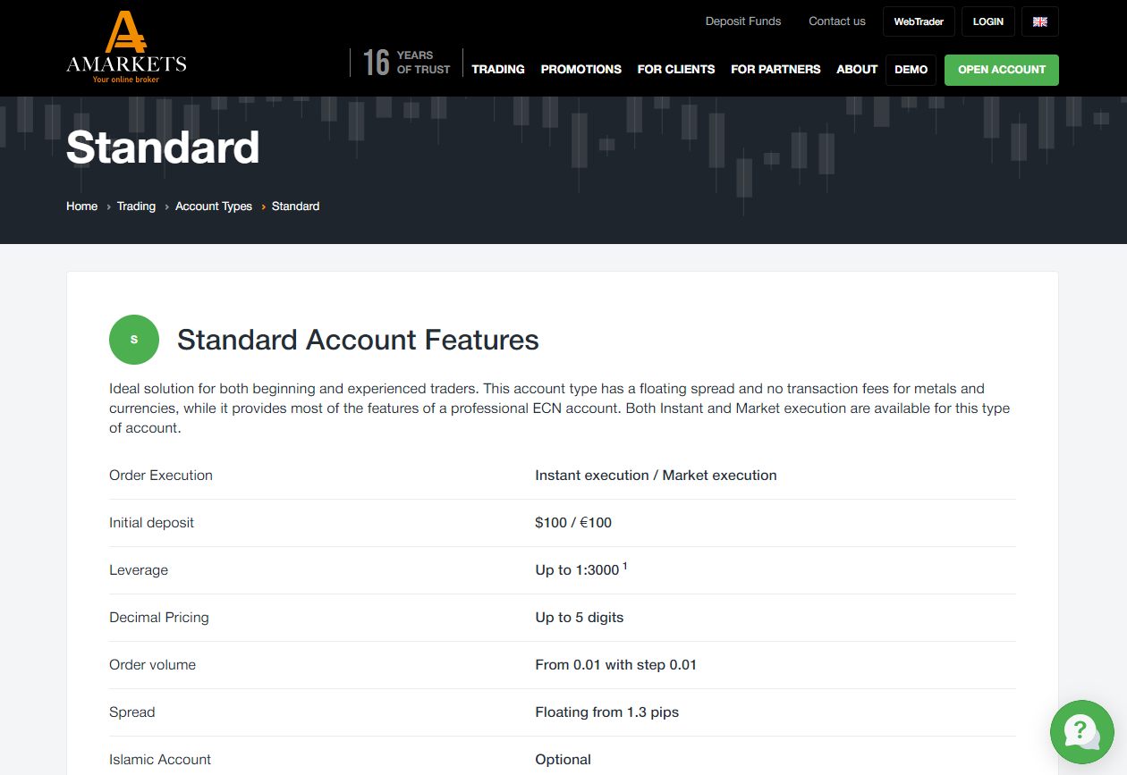 AMarkets Standard Account