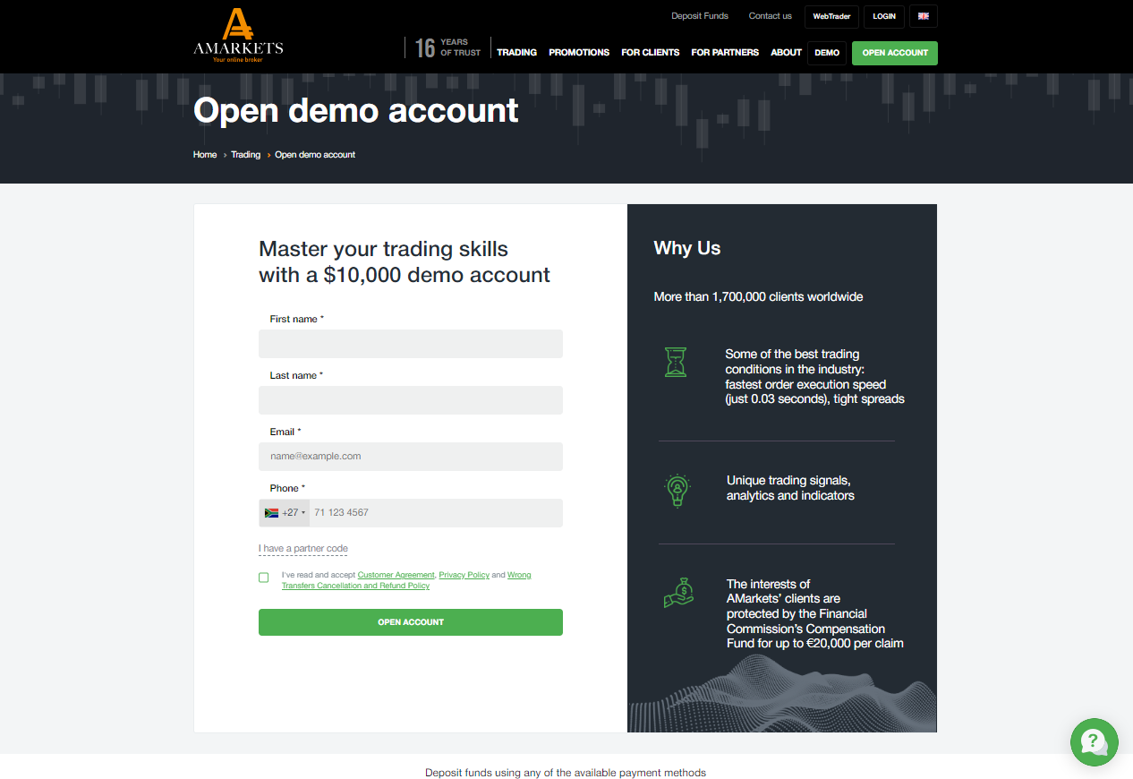 AMarkets Demo Account