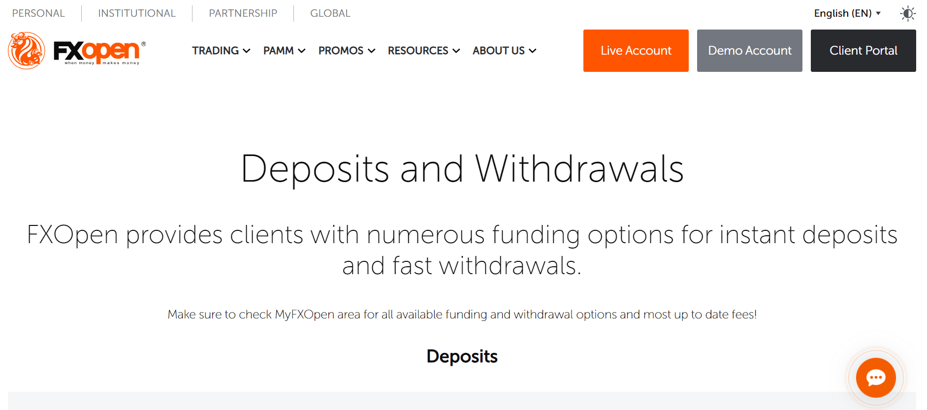 FXOpen Deposit & Withdrawal Options