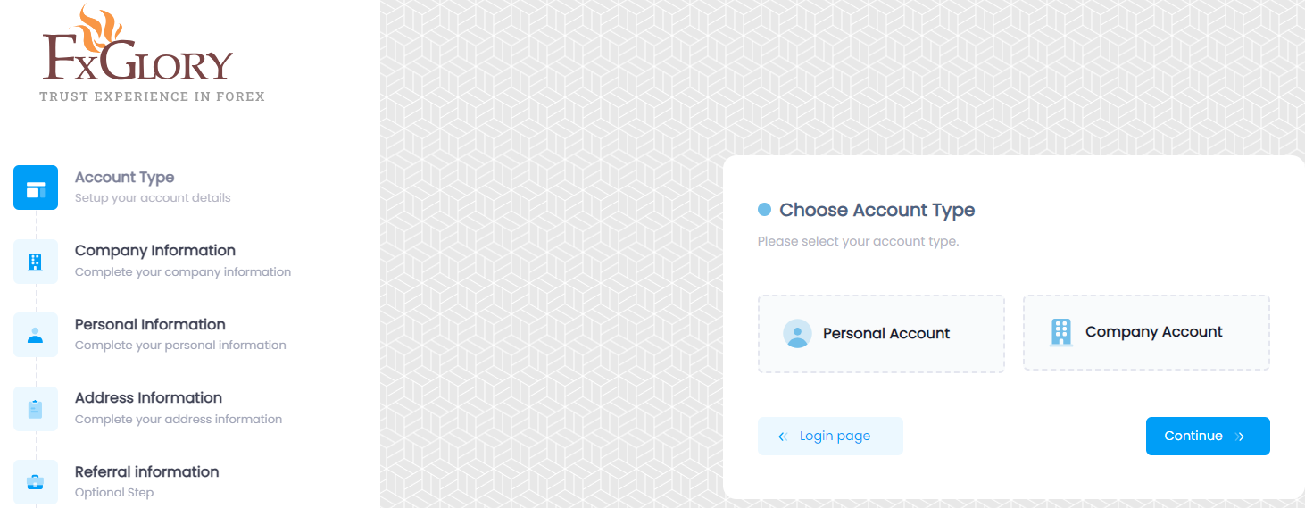 How To Open a FXGlory Account Step 2