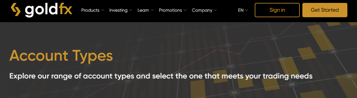 GoldFX Account Types 