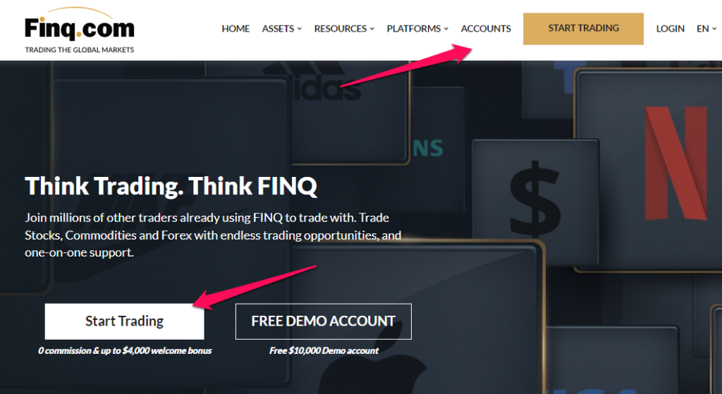 How To Open a Finq.com Account  step 1