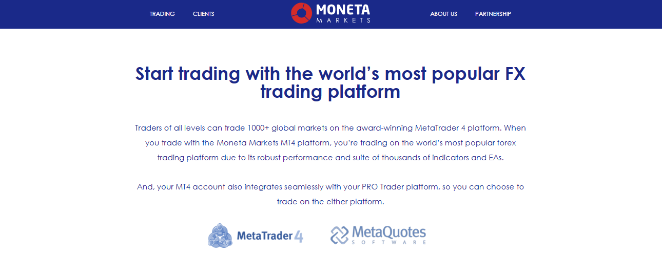 Moneta Markets MetaTrader 4