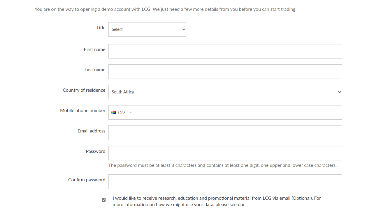 LCG Demo Account