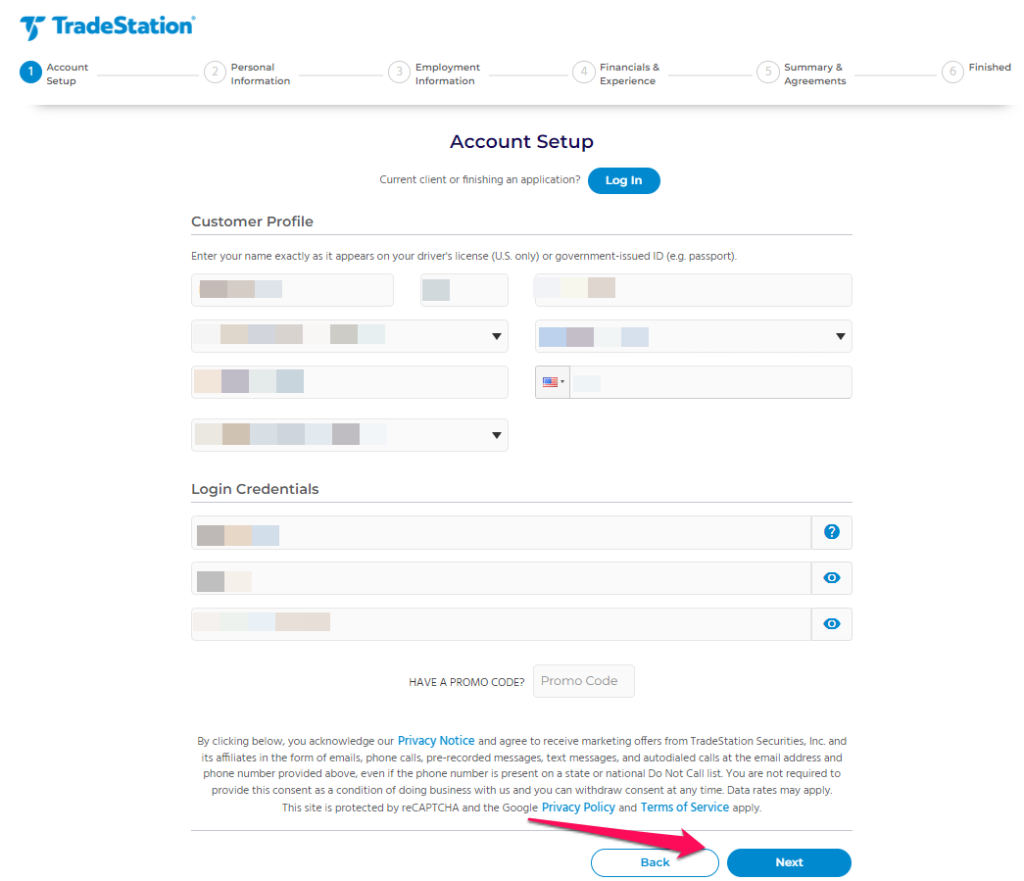 How To Open a TradeStation Account step 2