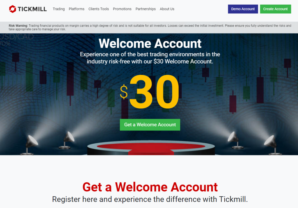 Tickmill $30 no-deposit forex broker