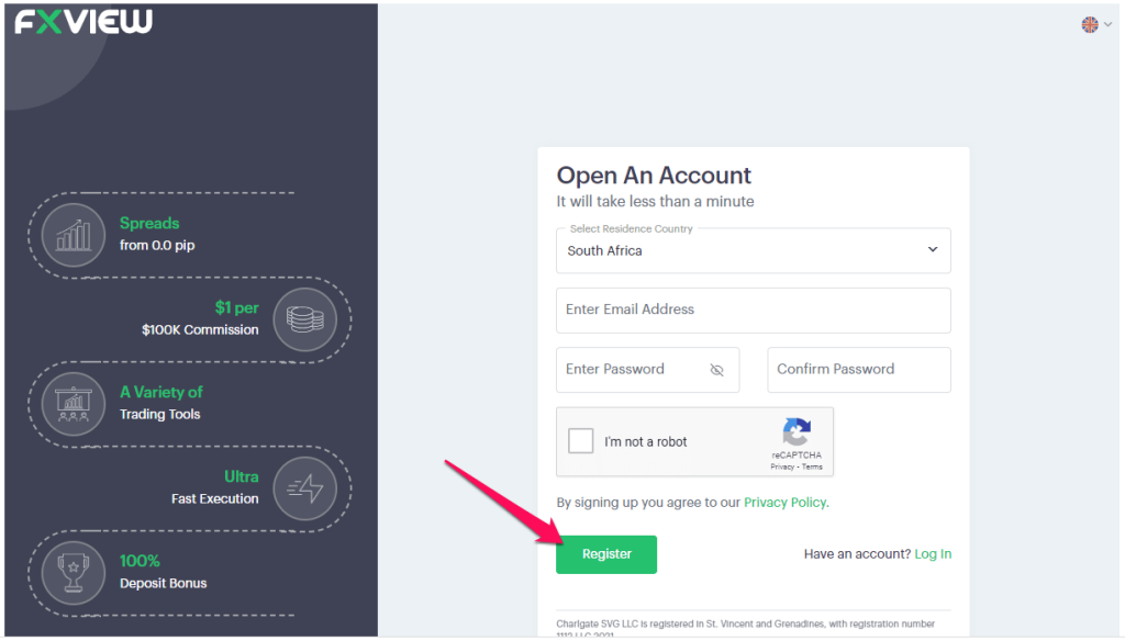 How To Open a FXView Account step 2