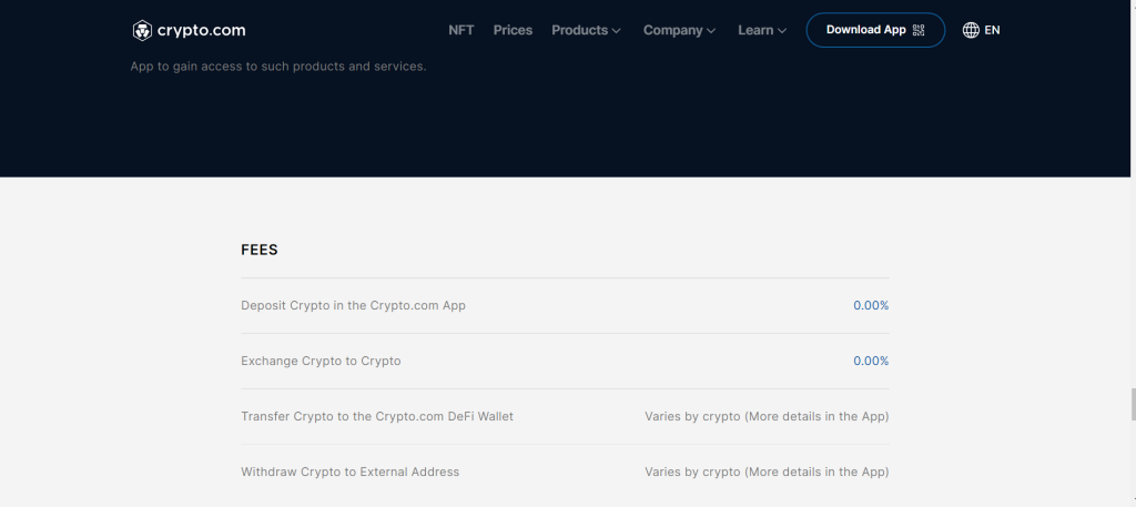Crypto.com Fees