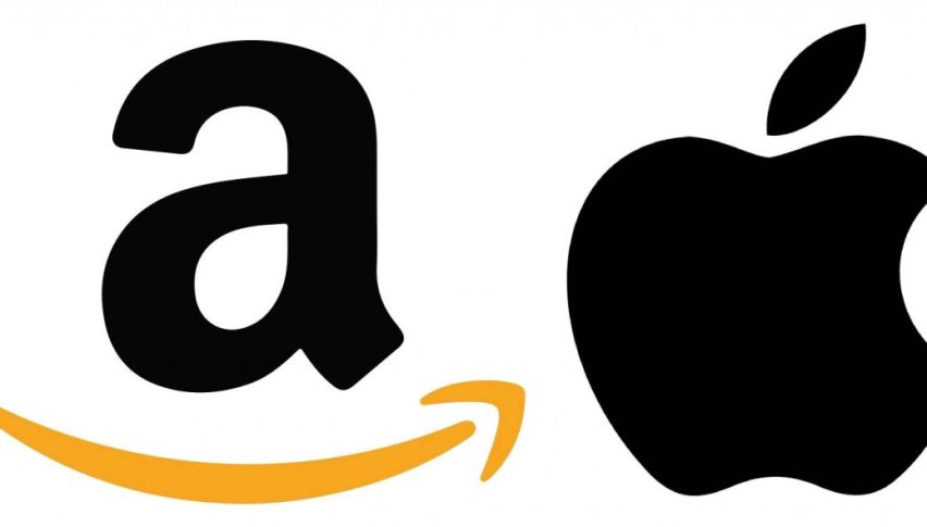 Apple and Amazon stocks went in different directions today