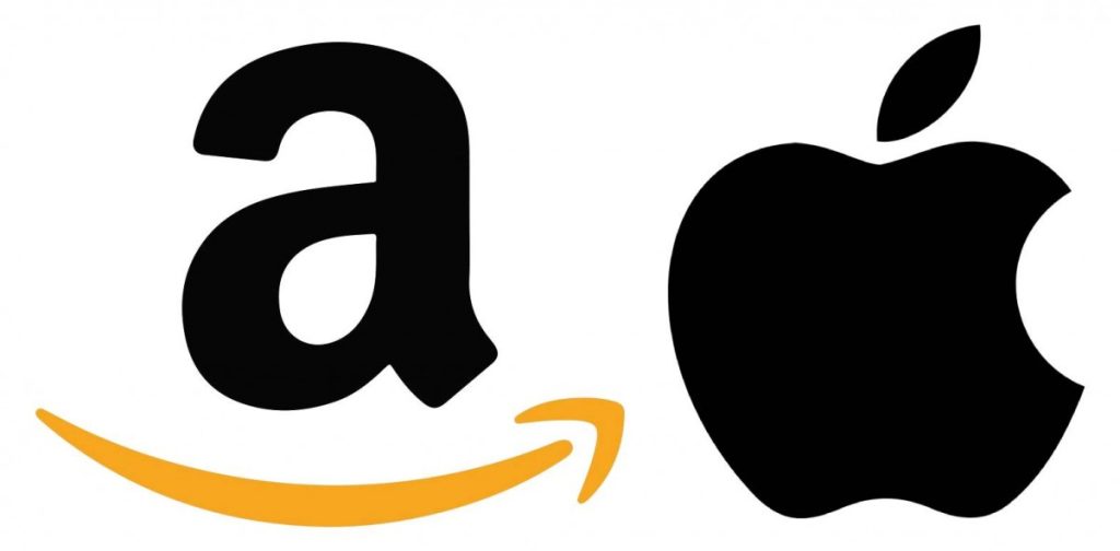 Apple and Amazon stocks went in different directions today