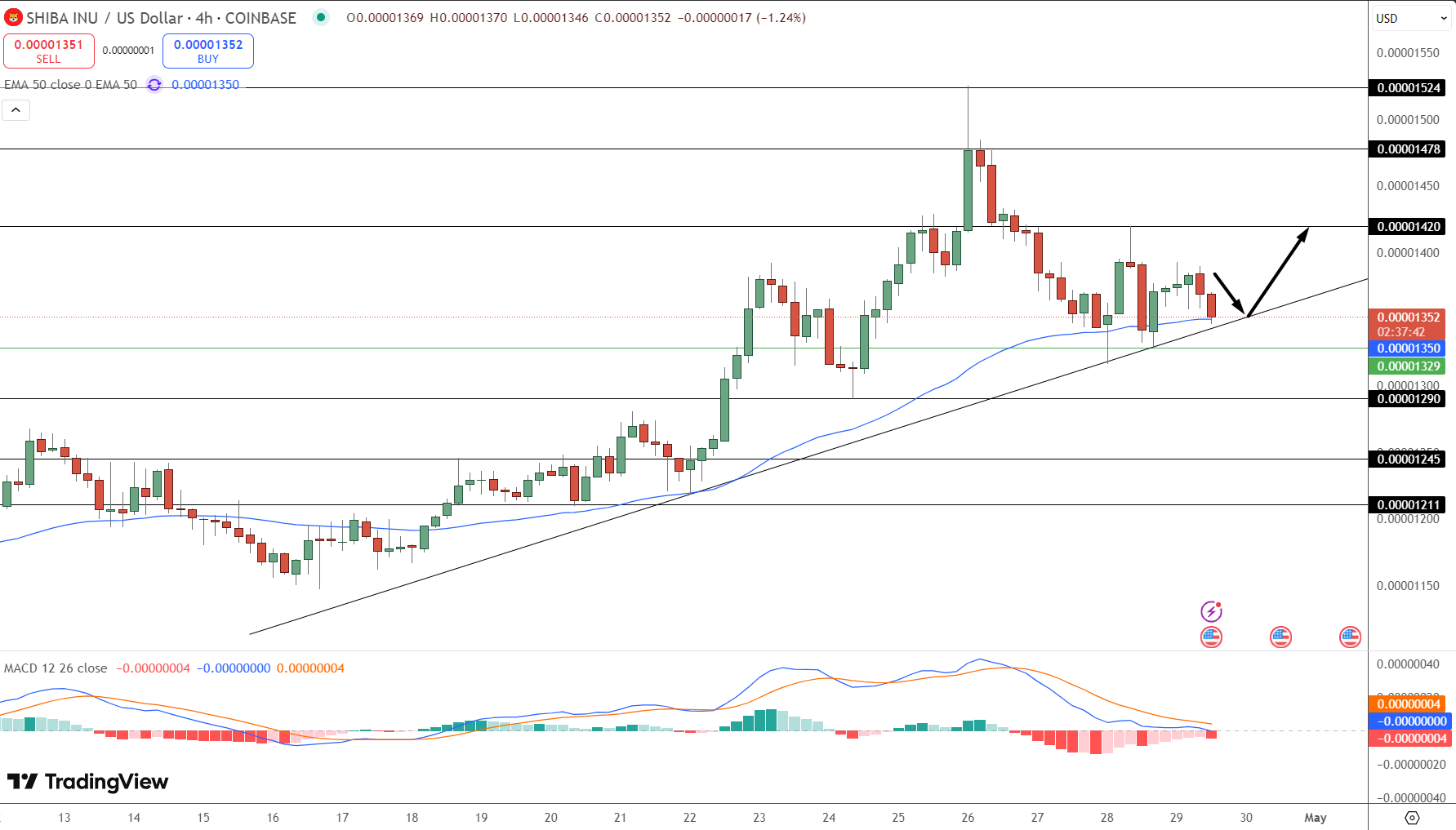 Shiba Inu Price Chart - Source: Tradingview