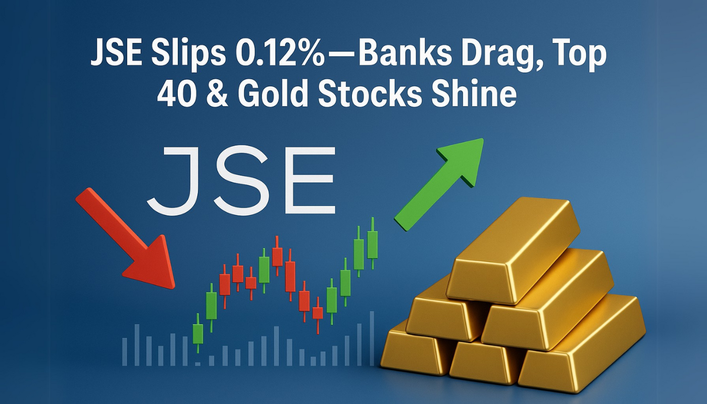 JSE Price Slips 0.12%—Banks Drag, Top 40 & Gold Stocks Shine